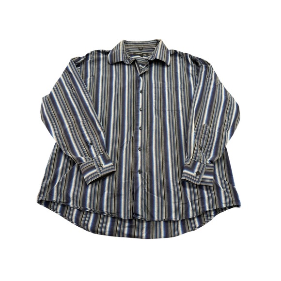 Kenneth Cole New York Other - Kenneth Cole New York Mens Long Sleeve Striped Button Down Shirt Blue 17 34-35